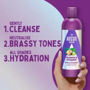 Aussie SOS Blonde Hydrate fialový tónovací šampón pre blond vlasy 300 ml