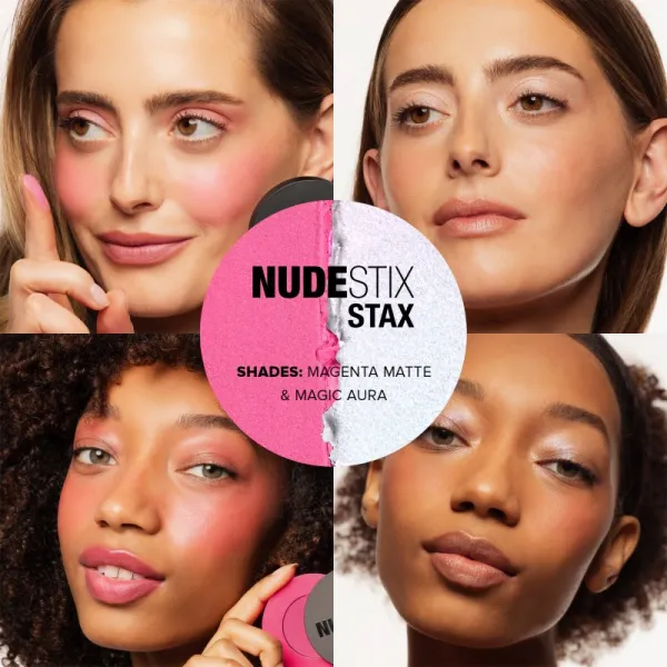 Nudestix Stax Set multifunkčné líčidlo na oči, pery a tvár odtieň Pinkglow 2x2.5 g