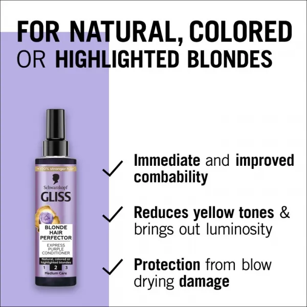 Schwarzkopf Gliss kondicionér - Blonde Hair Perfector Express Purple Conditioner