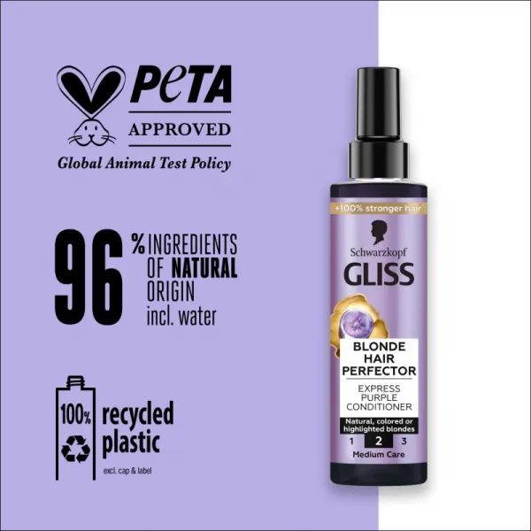 Schwarzkopf Gliss kondicionér - Blonde Hair Perfector Express Purple Conditioner