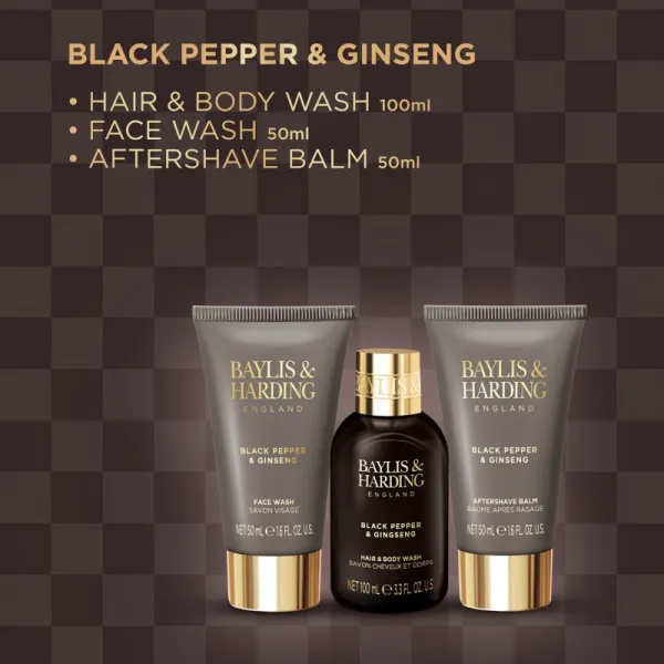 Baylis & Harding Black Pepper & Ginseng darčeková sada kozmetická taštička pre mužov