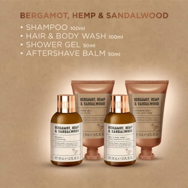 Baylis & Harding The Fuzzy Duck Bergamot, Hemp & Sandalwood darčeková sada kozmetická taštička pre mužov