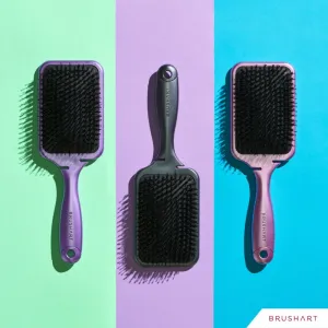 BrushArt Hair Boar bristle paddle hairbrush kefa na vlasy so štetinami z diviaka Metallic Lilac 1 ks