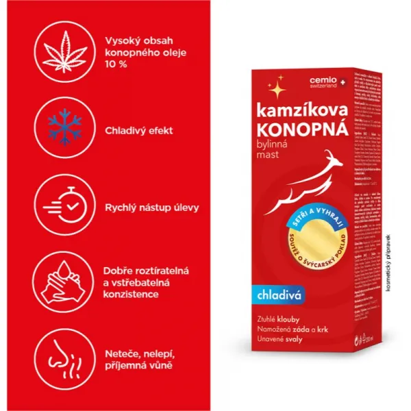Cemio Kamzík konopná masť masť s chladivým účinkom 200 ml