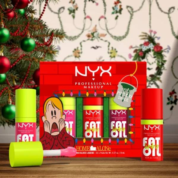 NYX Professional Makeup Home Alone Fat Oil Trio darčeková sada na pery odtieň Mystery shade 02 1 ks