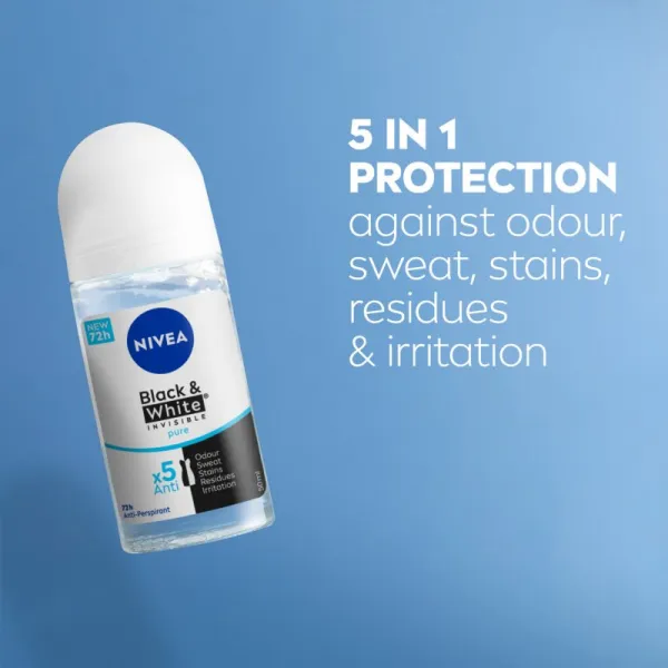NIVEA Invisible Black & White Pure antiperspirant roll-on 48h 50 ml