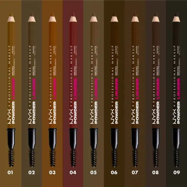 NYX Professional Makeup Powder Louder ceruzka na obočie s kefkou odtieň Deep Brown 1 ks