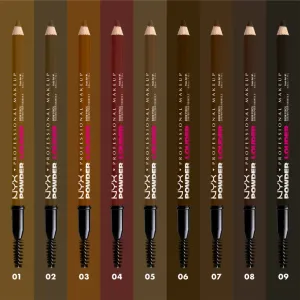 NYX Professional Makeup Powder Louder ceruzka na obočie s kefkou odtieň Deep Brown 1 ks