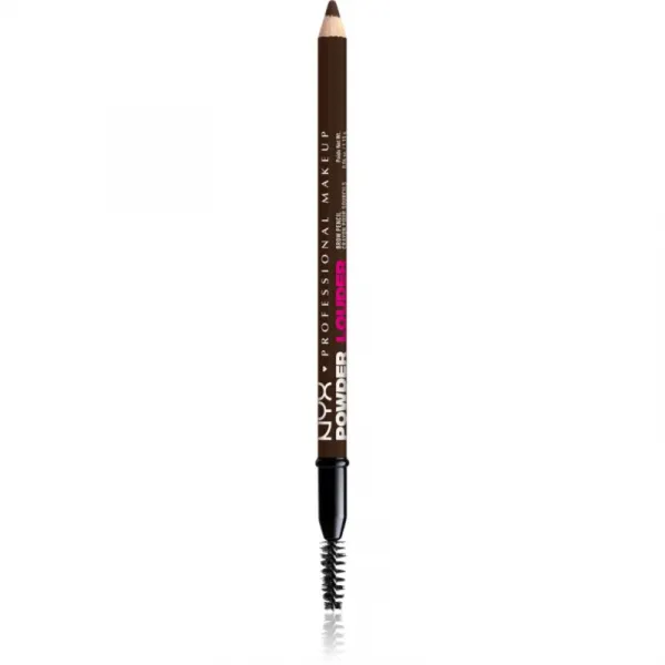 NYX Professional Makeup Powder Louder ceruzka na obočie s kefkou odtieň Deep Brown 1 ks