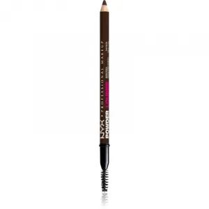 NYX Professional Makeup Powder Louder ceruzka na obočie s kefkou odtieň Deep Brown 1 ks
