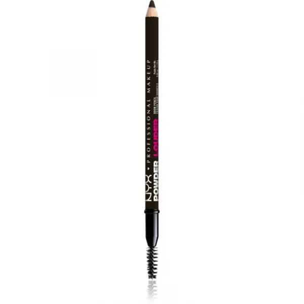 NYX Professional Makeup Powder Louder ceruzka na obočie s kefkou odtieň Black 1 ks