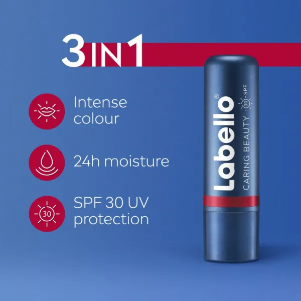 Labello Caring Beauty tónujúci balzam na pery odtieň Red 4.8 g