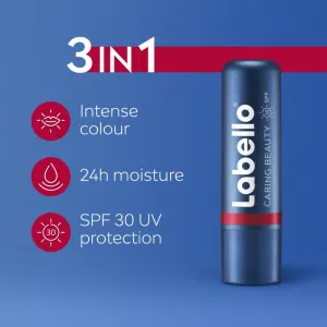 Labello Caring Beauty tónujúci balzam na pery odtieň Red 4.8 g
