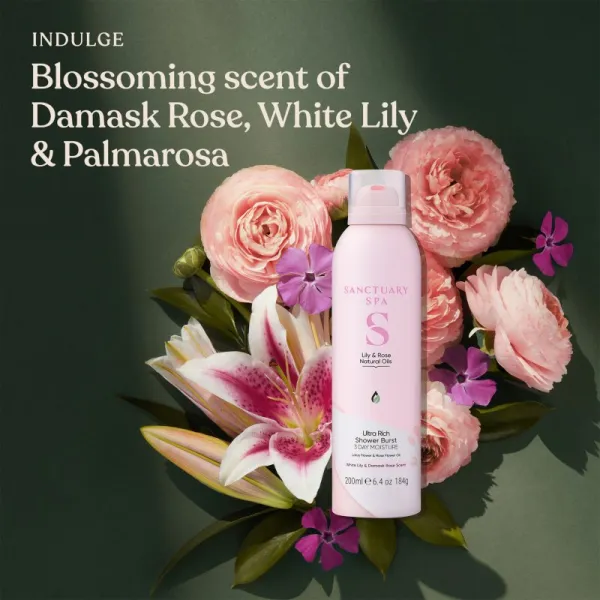 Sanctuary Spa Lily & Rose Natural Oils sprchová pena s vyživujúcim účinkom 200 ml
