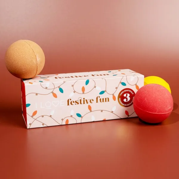 I love... Special Moments Festive Fun bomba do kúpeľa vône Cinnamon, Pumpkin Spice, Gingerbread 3x150 g