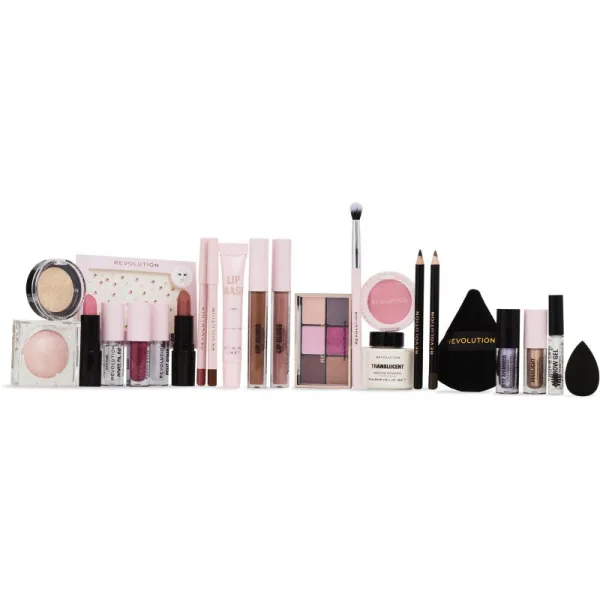 Makeup Revolution Xmass 2024 Advent Calendar - Adventný kalendár s 24 kozmetickými doplnkami a produktmi