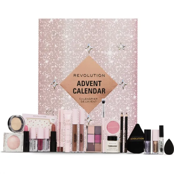 Makeup Revolution Xmass 2024 Advent Calendar - Adventný kalendár s 24 kozmetickými doplnkami a produktmi