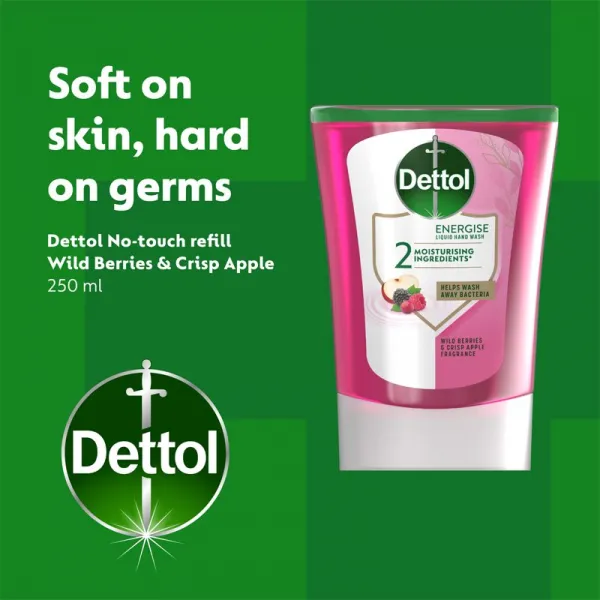 Dettol Energise Liquid Hand Wash Wild Berries & Crisp Apple náplň do bezdotykového dávkovača mydla 250 ml