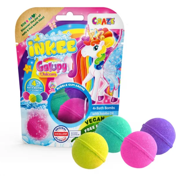 Craze INKEE Unicorn bomba do kúpeľa pre deti 4x50 g