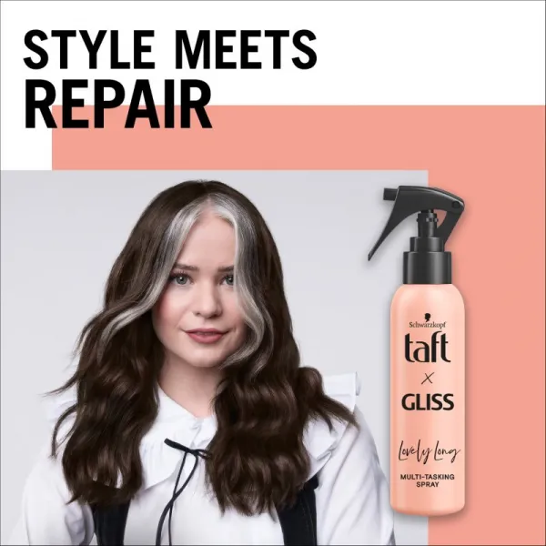 Schwarzkopf Taft x Gliss multifunkčný sprej pre tepelnú úpravu vlasov Lovely Long 150 ml