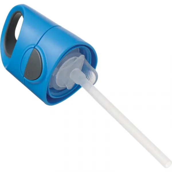 Fľaša na pitie so slamkou 450 ml - modrá/sivá
