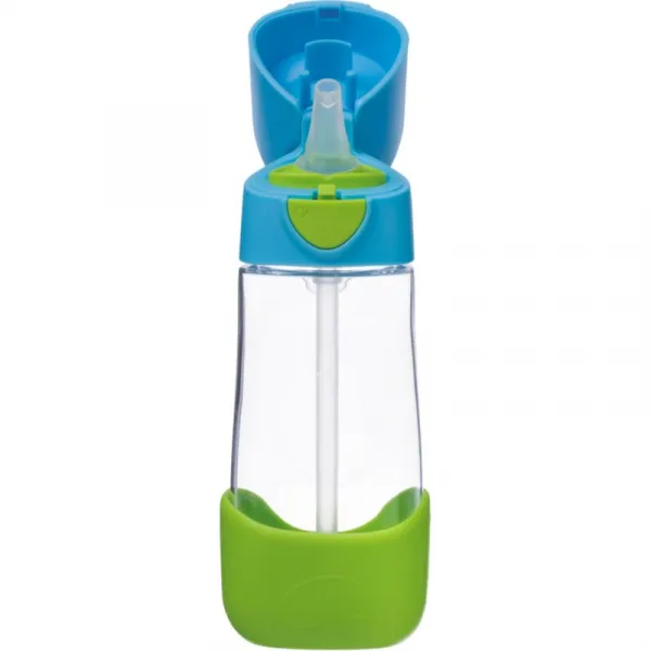 Fľaša na pitie so slamkou 450 ml - modrá/zelená