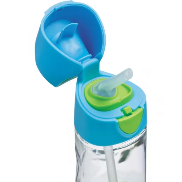 Fľaša na pitie so slamkou 450 ml - modrá/zelená