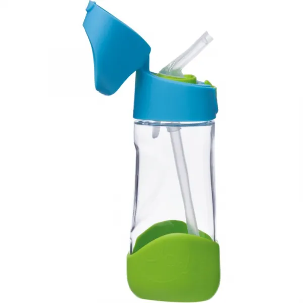 Fľaša na pitie so slamkou 450 ml - modrá/zelená