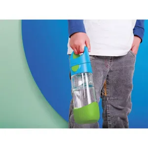 Fľaša na pitie so slamkou 450 ml - modrá/zelená