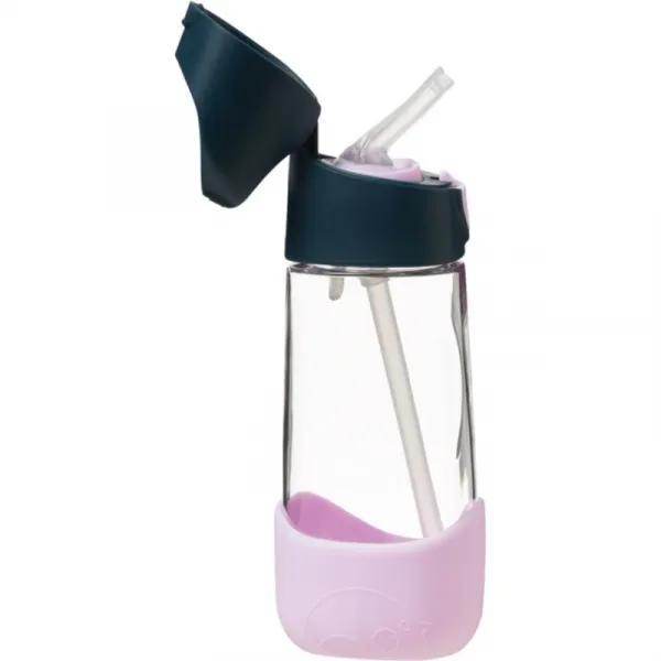 Fľaša na pitie so slamkou 450 ml - indigo/ružová
