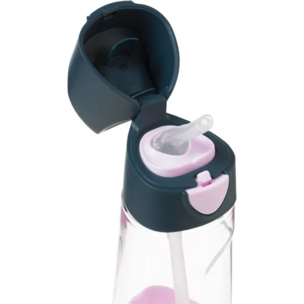 Fľaša na pitie so slamkou 450 ml - indigo/ružová