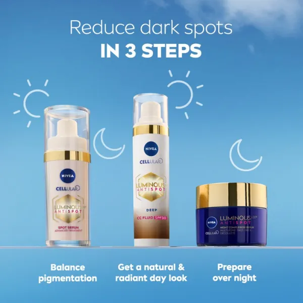 NIVEA Luminous 630 Anti Spot rozjasňujúci CC krém SPF 30 odtieň Deep 40 ml
