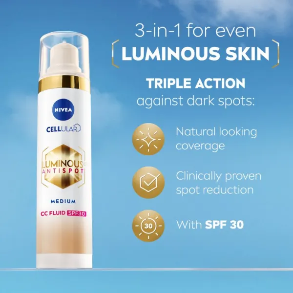 NIVEA Luminous 630 Anti Spot rozjasňujúci CC krém SPF 30 odtieň Medium 40 ml