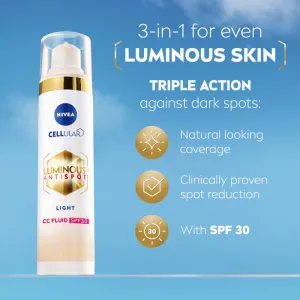 NIVEA Luminous 630 Anti Spot rozjasňujúci CC krém SPF 30 odtieň Light 40 ml