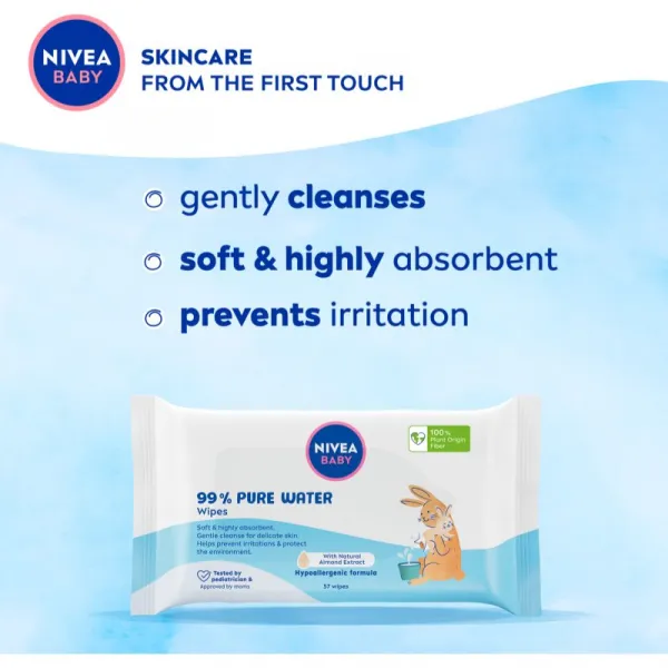 Nivea Baby 99% Pure Water čistiace obrúsky 57 ks