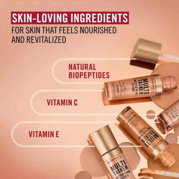 Rimmel Multi-Tasker Better Than Filters rozjasňujúca podkladová báza pre zjednotenie farebného tónu pleti odtieň 005 Medium 30 ml