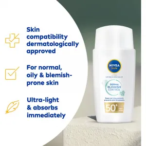 Nivea SUN Derma Skin Clear pleťový krém na opaľovanie pre pleť s nedokonalosťami SPF 50+ 40 ml