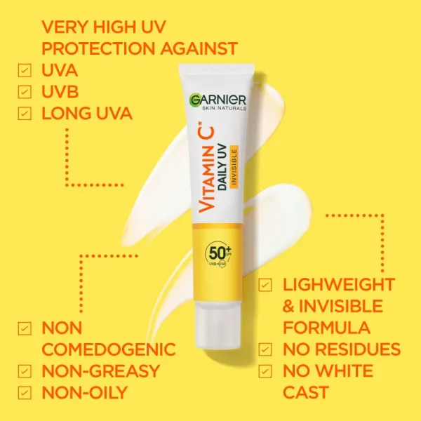 Garnier Skin Naturals Vitamin C Invisible denný rozjasňujúci UV fluid SPF 50+ 40 ml