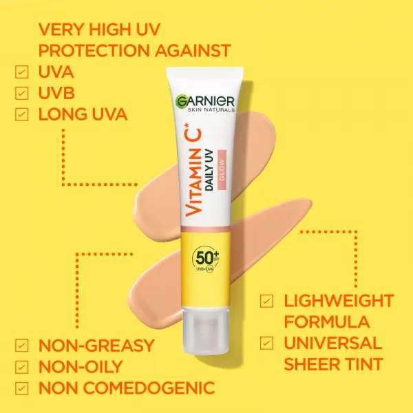 Garnier Skin Naturals Vitamin C Glow denný rozjasňujúci UV fluid SPF 50+ 40 ml