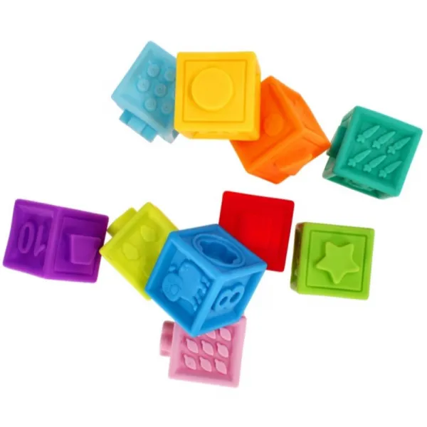 Bam-Bam Rubber Blocks mäkké senzorické hracie kocky 18m+ Animals 10 ks