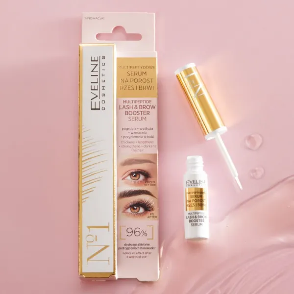 Eveline Cosmetics No. 1 stimulujúce sérum pre rast mihalnic a obočia s peptidmi 4 ml