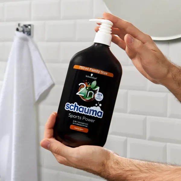 Schwarzkopf Schauma MEN sprchový gél a šampón 2 v 1 pre mužov Sports Power 750 ml