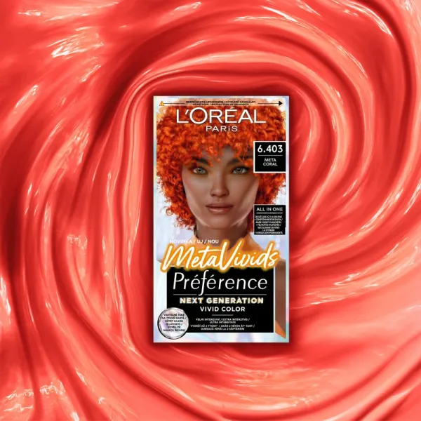 L’Oréal Paris Préférence Meta Vivids semi-permanentná farba odtieň 6.403 Meta Coral 1 ks