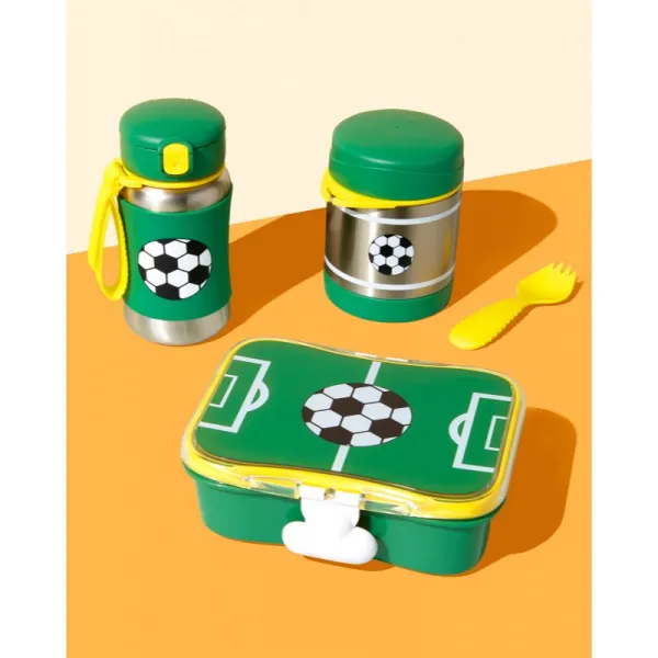 Skip Hop Spark Style Straw Bottle fľaša na vodu z nehrdzavejúcej ocele s rúrkou Fotbal 12 m+ 350 ml