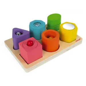 Janod Wood Shapes and Sound aktivity vkladačka 12 m+ 6 ks