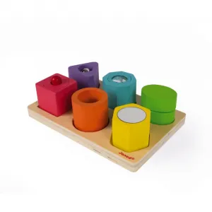 Janod Wood Shapes and Sound aktivity vkladačka 12 m+ 6 ks