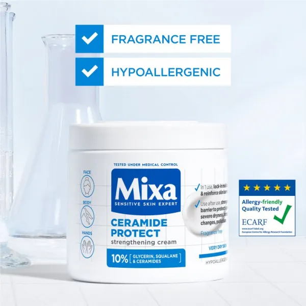 MIXA Ceramide Protect regeneračný telový krém pre citlivú pokožku 400 ml