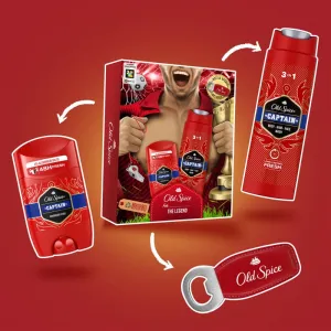Old Spice Captain Darčeková Súprava Pre Futbalistu: Tuhý Dezodorant, Sprchový Gél, Otvárač Na Fľaše