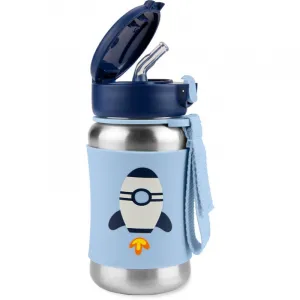 SKIP HOP - Spark Style Fľaša so slamkou na vodu nerez Raketa 12m+