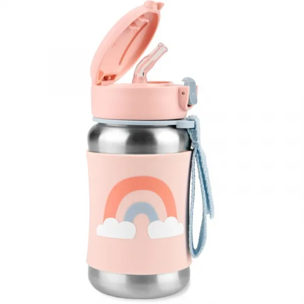 Skip Hop Spark Style Rainbow fľaša na vodu z nehrdzavejúcej ocele s rúrkou 12 m+ 350 ml